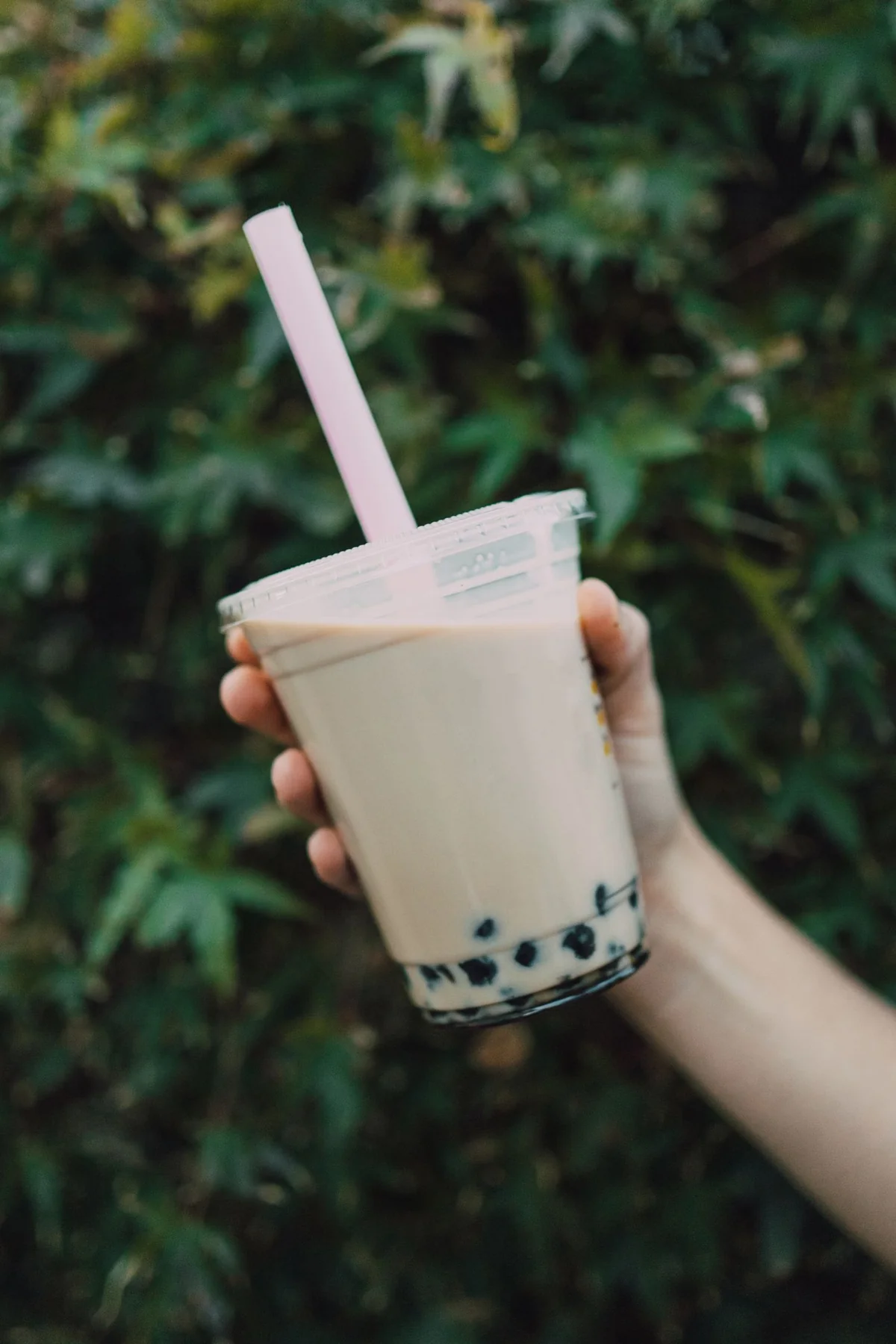 Bubble tea with tapioca pearls